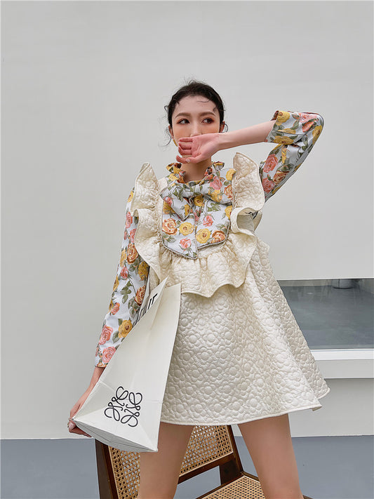 Blusa Elegante con Cuello Alto, Moño Decorativo y Mangas Abullonadas - Image 2