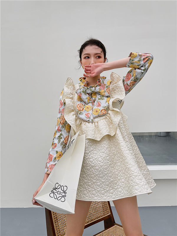 Blusa Elegante con Cuello Alto, Moño Decorativo y Mangas Abullonadas