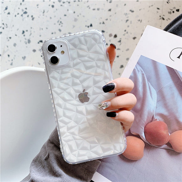 Funda Transparente con Patrón de Diamante para Celular