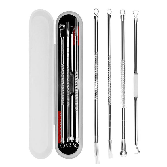 Set de 4 Agujas Extraccoras de Acné en Acero Inoxidable