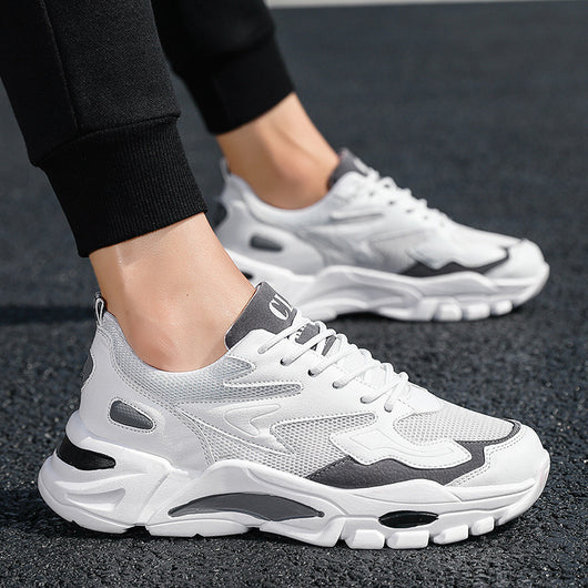 Zapatillas Blancas Deportivas Casual - Diseño Retro Versátil con Malla Transpirable