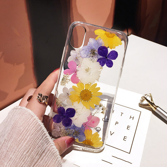 Funda iPhone 12/X/XS/XR con Flores Naturales Secas - Protección Antigolpes