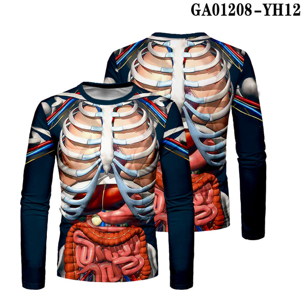 Playera con Estampado 3D de Esqueleto y Órganos Internos para Hombre