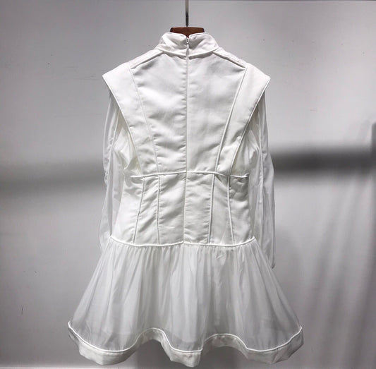 Blusa de Lino Algodón con Cuello Mao y Detalles de Encaje - Image 2