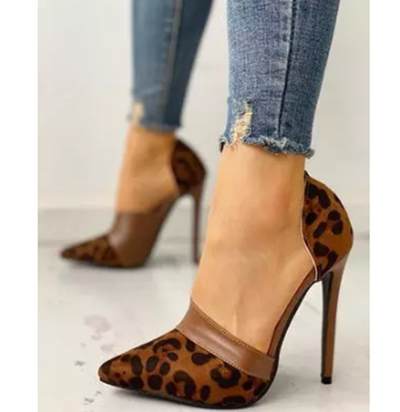 Zapatos Stiletto de Gamuza con Estampado de Leopardo y Diseño Abierto Lateral - Image 10