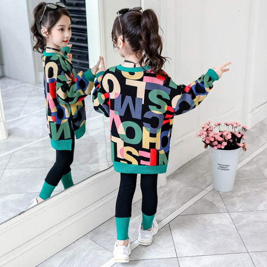 Conjunto Infantil Estilo Western Coreano - Suéter y Pantalón Dos Piezas