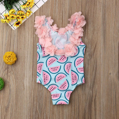Traje de Baño Infantil Niña Sandía con Flores 3D - Bikini Estampado - Image 14