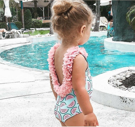 Traje de Baño Infantil Niña Sandía con Flores 3D - Bikini Estampado - Image 2