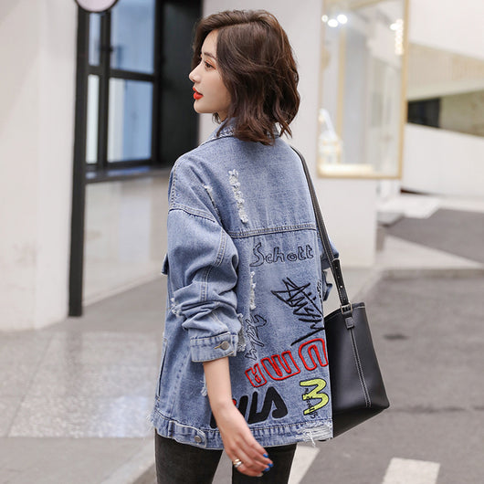 Chaqueta Denim Rotos con Bordados para Mujer - Image 10