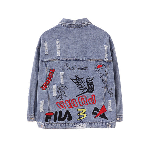 Chaqueta Denim Rotos con Bordados para Mujer - Image 5