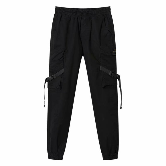 Pantalones Cargo Slim-Fit Elásticos en Negro