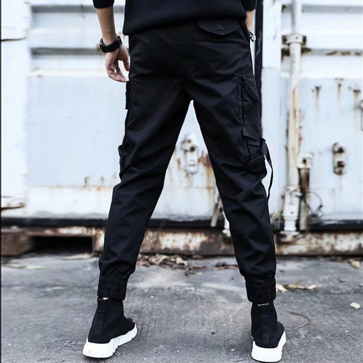 Pantalones Cargo Slim-Fit Elásticos en Negro - Image 4