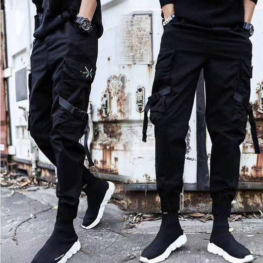 Pantalones Cargo Slim-Fit Elásticos en Negro