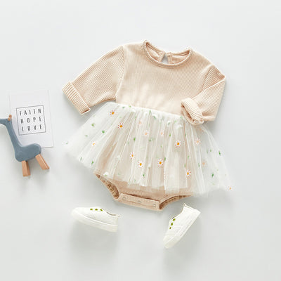 Enterizo Infantil de Malla Bordada Manga Larga para Primavera y Otoño - Image 12