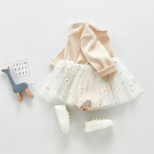 Enterizo Infantil de Malla Bordada Manga Larga para Primavera y Otoño - Image 8