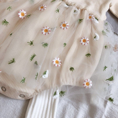 Enterizo Infantil de Malla Bordada Manga Larga para Primavera y Otoño - Image 9