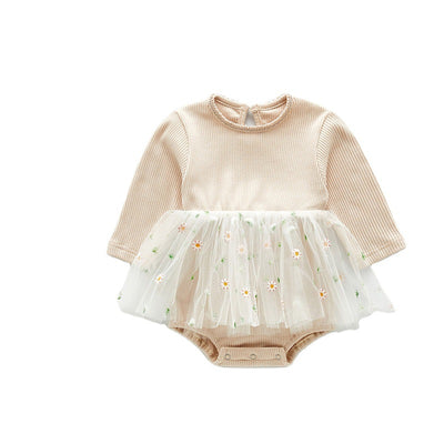 Enterizo Infantil de Malla Bordada Manga Larga para Primavera y Otoño - Image 7