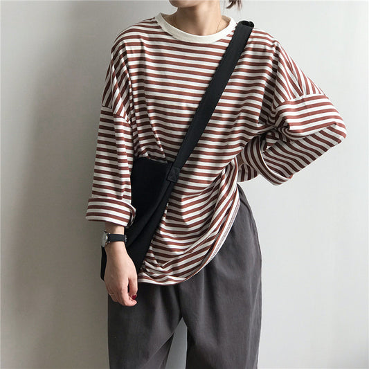 Playera Suelta de Cuello Redondo y Manga Larga para Mujer - Image 2