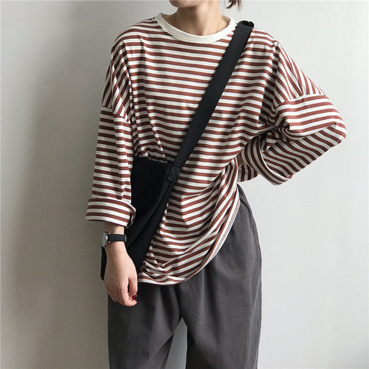 Playera Suelta de Cuello Redondo y Manga Larga para Mujer - Image 2