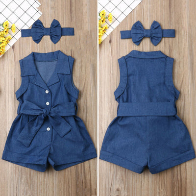 Mono Infantil Denim sin Mangas para Niña - Image 4