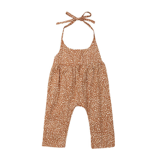 Enterizo Floral Amarillo Mostaza con Lunares para Bebé