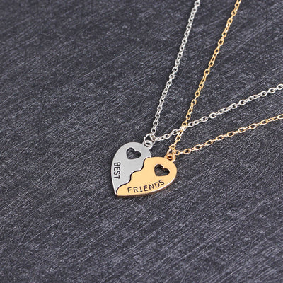Collar Clavícula Corazón Hueco con Costura Dorada y Plateada - Image 8