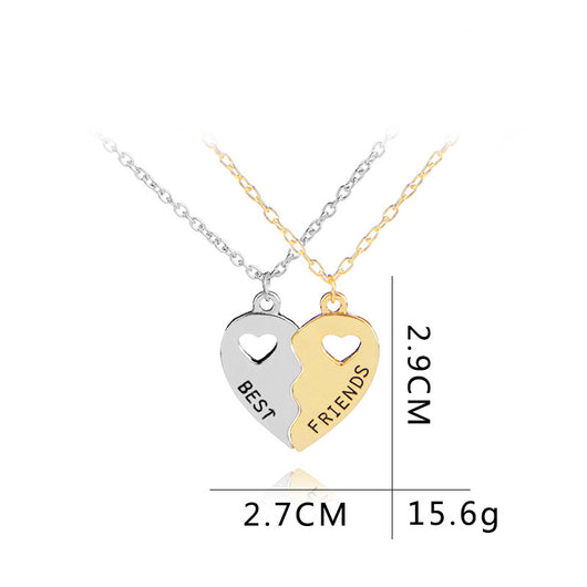 Collar Clavícula Corazón Hueco con Costura Dorada y Plateada - Image 6