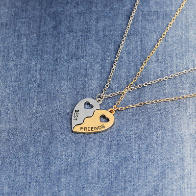 Collar Clavícula Corazón Hueco con Costura Dorada y Plateada - Image 10