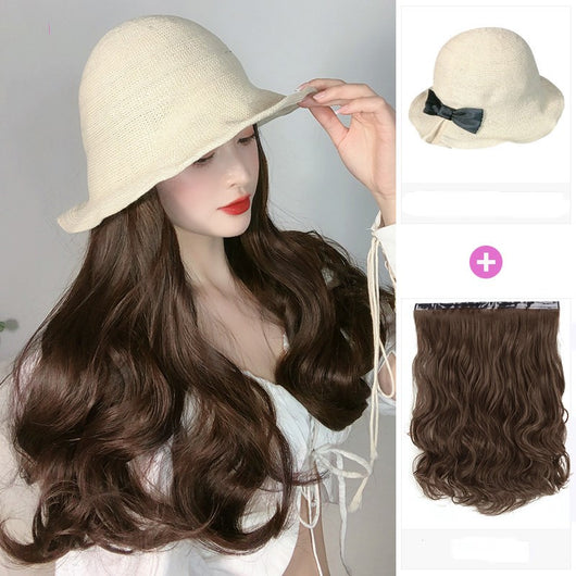 Peluca Sombrero Integrado Ondas Grandes Cabello Largo Rizos - Image 9
