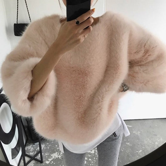 Suéter Peludo de Moda Coreana para Otoño e Invierno - Abrigo Esponjoso Mujer - Image 8