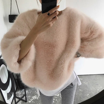 Suéter Peludo de Moda Coreana para Otoño e Invierno - Abrigo Esponjoso Mujer - Image 6