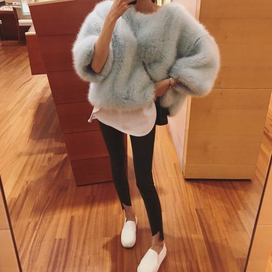 Suéter Peludo de Moda Coreana para Otoño e Invierno - Abrigo Esponjoso Mujer - Image 10