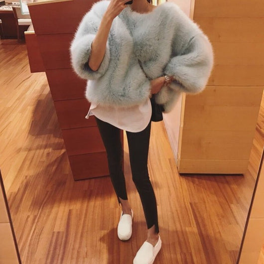 Suéter Peludo de Moda Coreana para Otoño e Invierno - Abrigo Esponjoso Mujer - Image 12