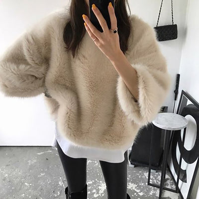 Suéter Peludo de Moda Coreana para Otoño e Invierno - Abrigo Esponjoso Mujer - Image 13