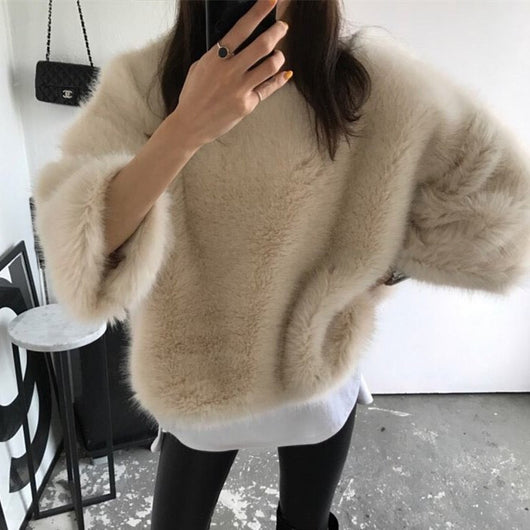 Suéter Peludo de Moda Coreana para Otoño e Invierno - Abrigo Esponjoso Mujer