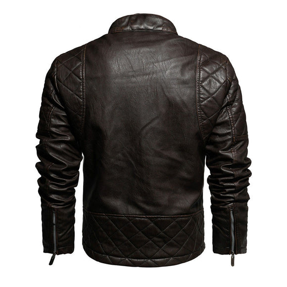Chaqueta de Cuero PU Ajustada con Forro de Terciopelo