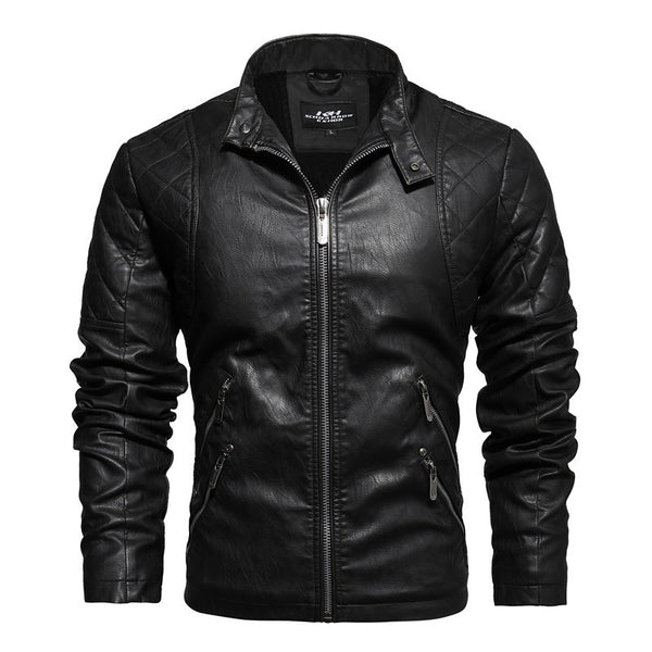 Chaqueta de Cuero PU Ajustada con Forro de Terciopelo