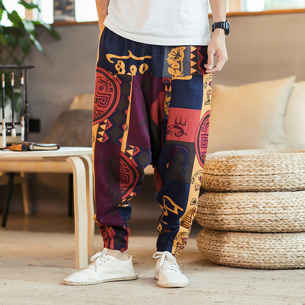 Pantalones de Lino Sueltos Estilo Hip-Hop Casual para Hombre