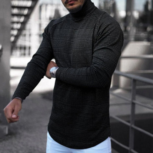 Polera Cuello Alto a Rayas Manga Larga Slim Fit - Image 7