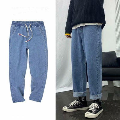 Pantalones Vaqueros Retro Hombre Corte Recto Suelto Cropped - Image 14
