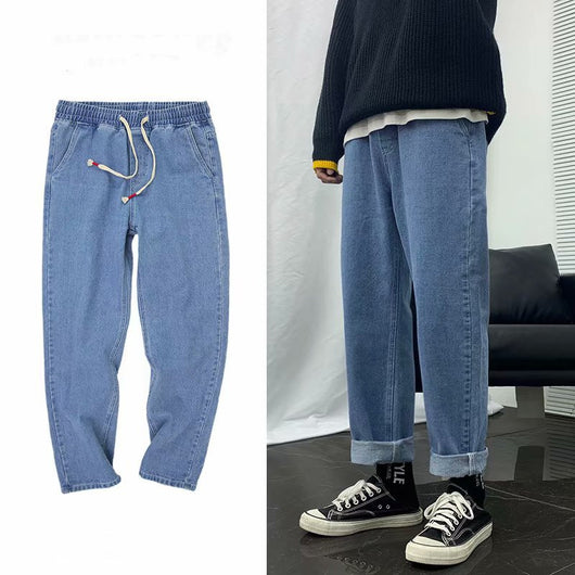 Pantalones Vaqueros Retro Hombre Corte Recto Suelto Cropped - Image 14