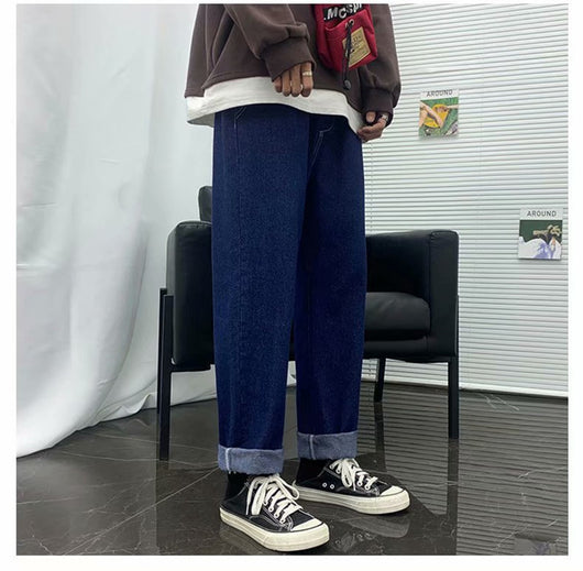 Pantalones Vaqueros Retro Hombre Corte Recto Suelto Cropped - Image 12