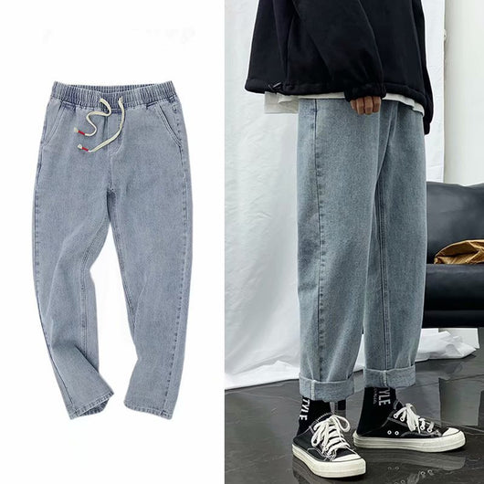 Pantalones Vaqueros Retro Hombre Corte Recto Suelto Cropped - Image 7