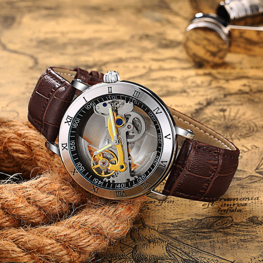 Reloj Mecánico Hombre Luminoso Resistente al Agua con Diseño Transparente Doble Vista - Image 2