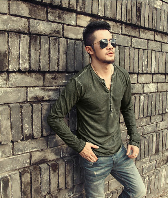 Camiseta Manga Larga Slim Fit para Hombre