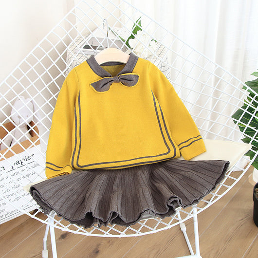 Conjunto de Falda y Suéter Tejido para Niñas Pequeñas y Medianas - Image 5