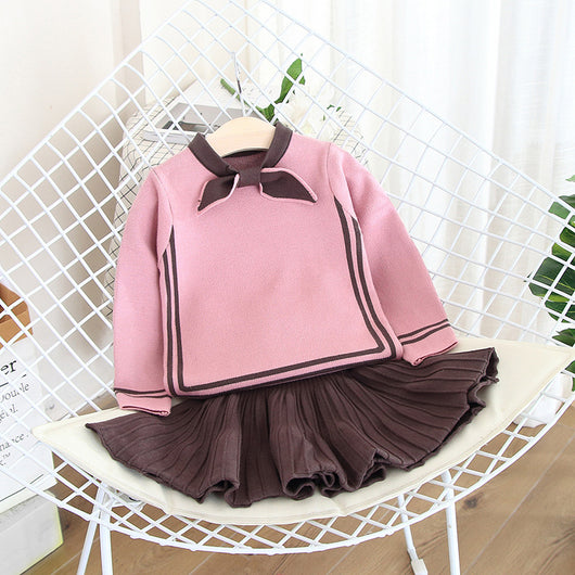 Conjunto de Falda y Suéter Tejido para Niñas Pequeñas y Medianas - Image 4