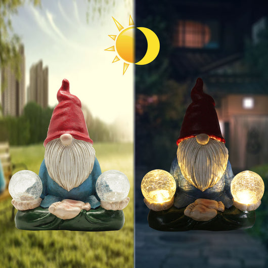 Estatua Solar de Resina con Gnomos LED para Jardín y Decoración de Patio - Image 2