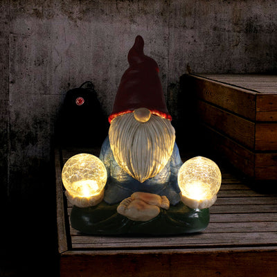 Estatua Solar de Resina con Gnomos LED para Jardín y Decoración de Patio - Image 3