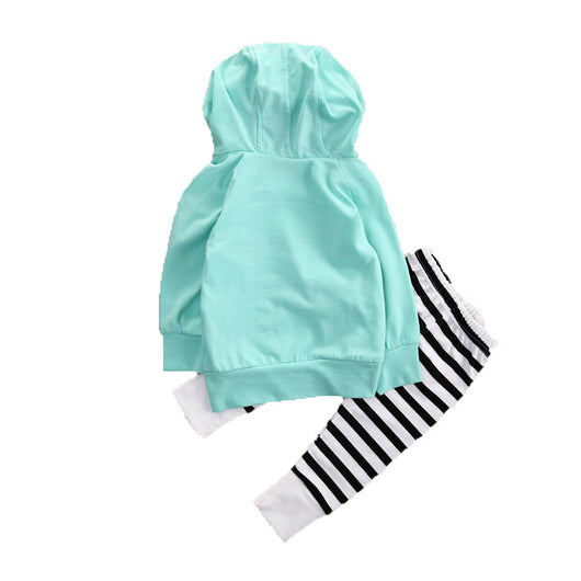 Conjunto de Buzo Rayado Verde con Capucha y Pantalón a Rayas para Bebé - Image 9